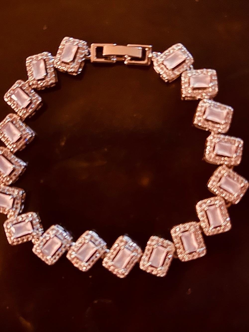 Rose Pink Crystal Link Bracelet - Women's Jewelry extra Clasp